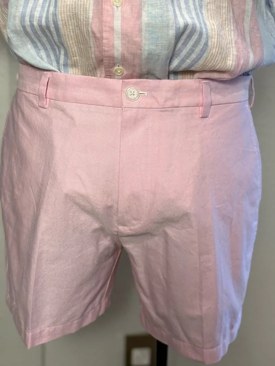 Brooks Brothers Pink Flat-Front Oxford Cloth Cotton Shorts - Picture 2 of 5